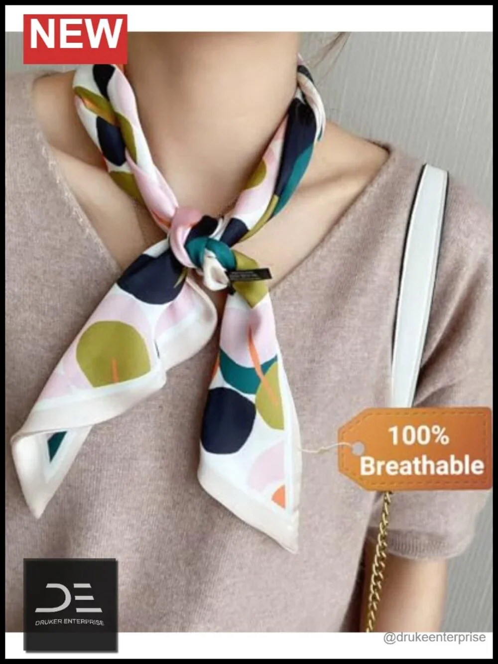Silky Satin Headscarf Wrap Lightweight Fashion Scarf Multi-Use